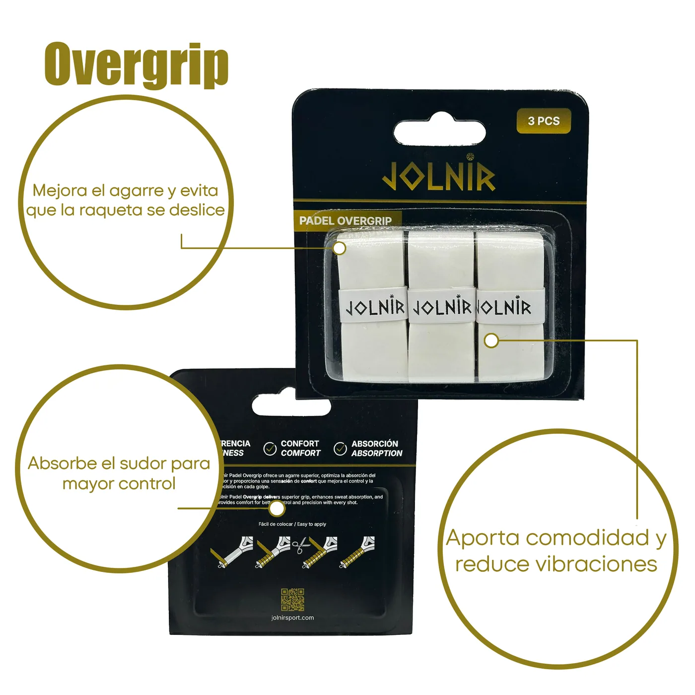 Pack 3 Overgrips Pádel + 2 Muñequeras 3