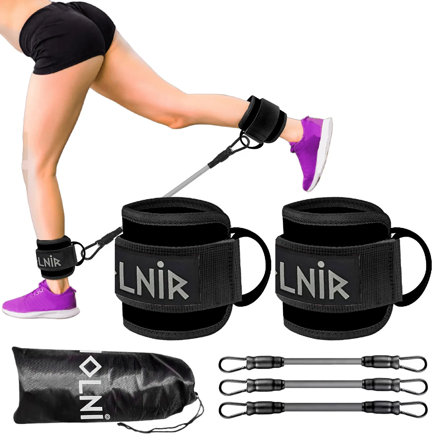 Tobilleras Poleas Gym Negro/Gris