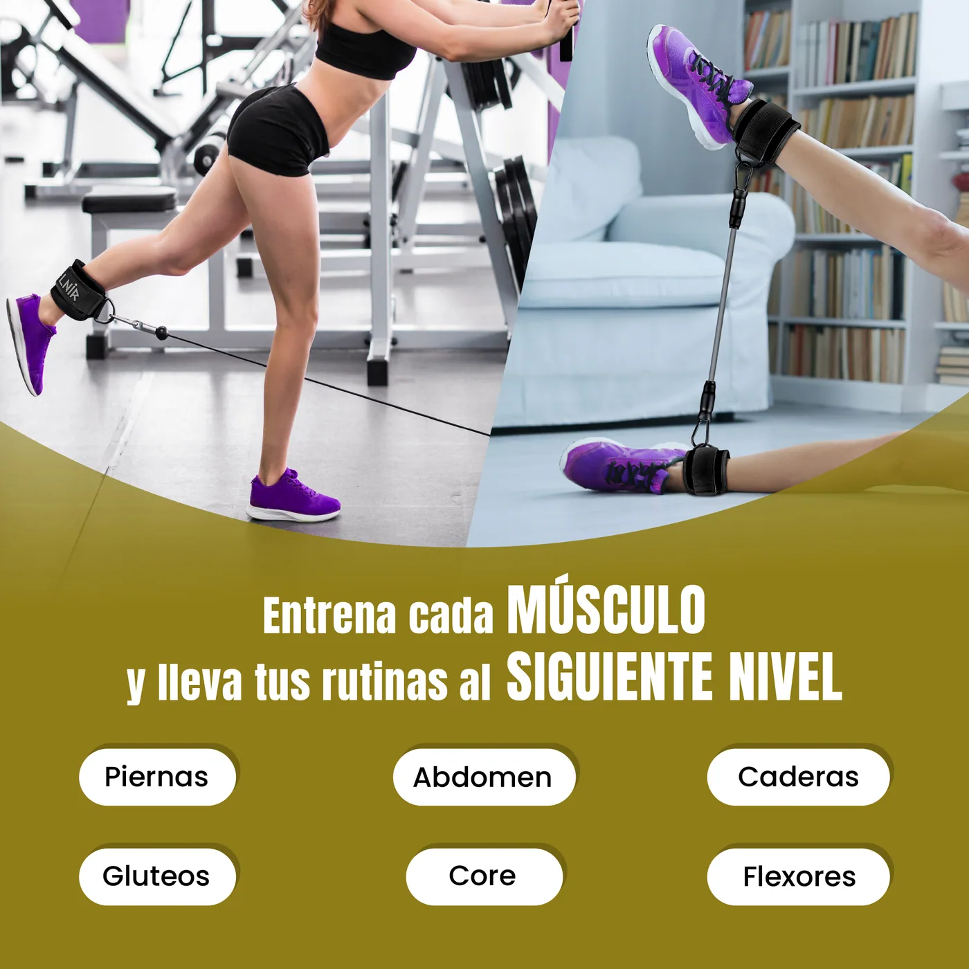 Tobilleras Poleas Gym Negro/Gris 4