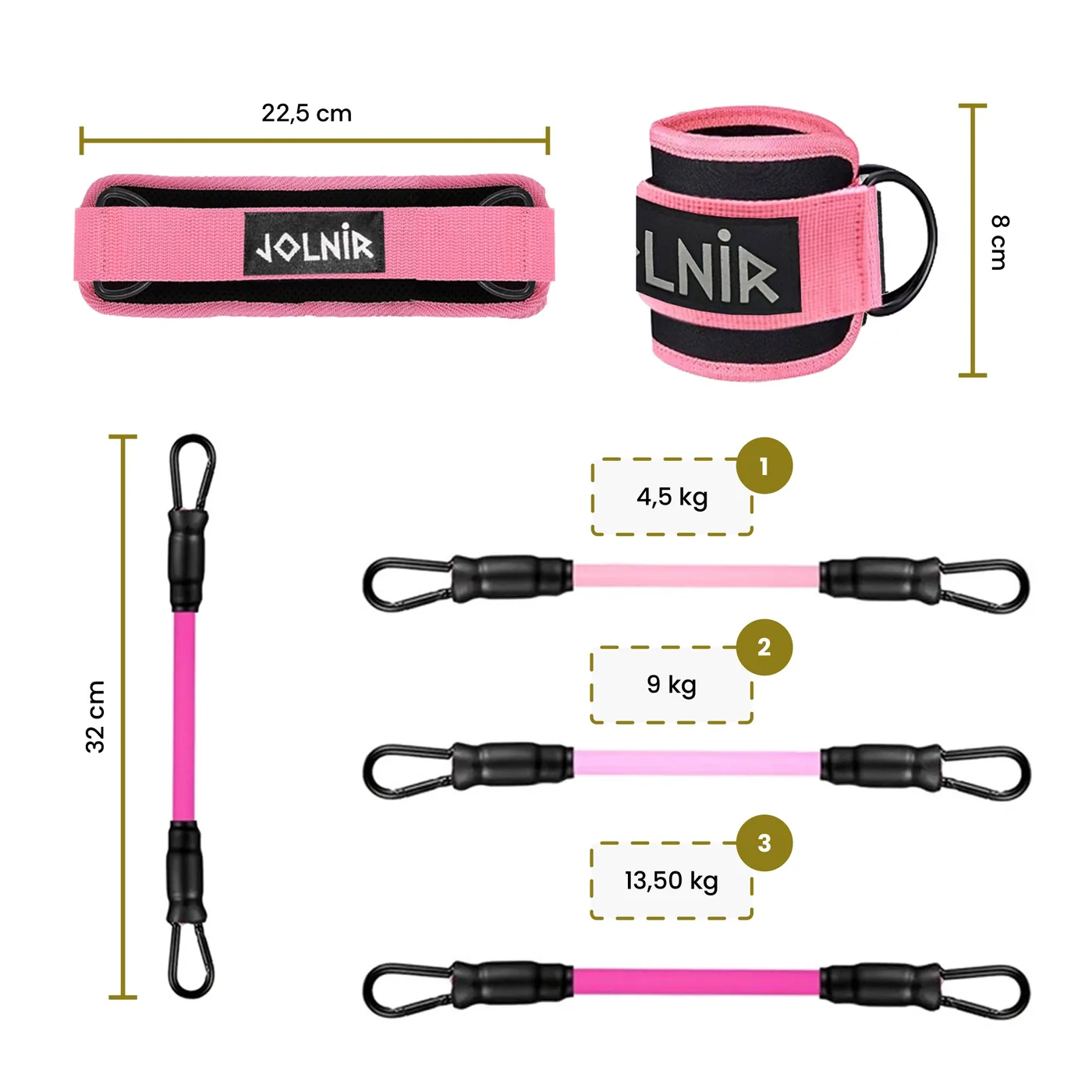 Gym Cable Ankle Straps Pink 7