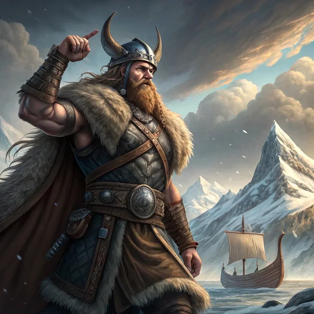 Viking warrior before the mountains, representing the Jolnir brand